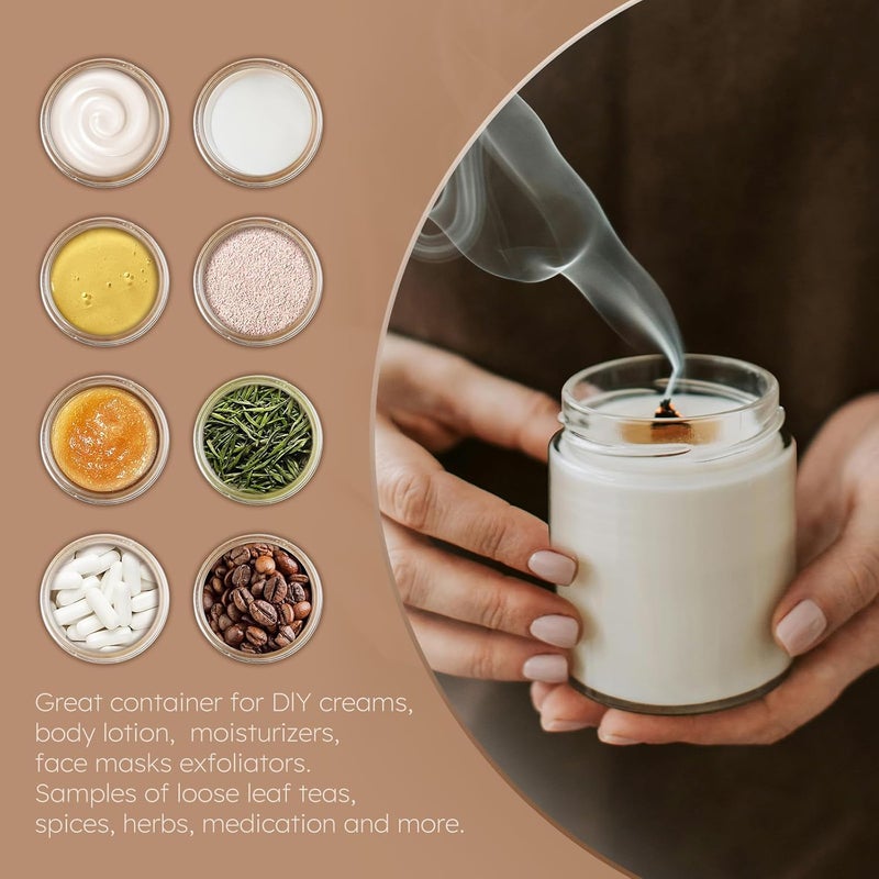Tecohouse 8 OZ Glass Jars with Lids, 2 Pcs Candle Jars with Plastic Woodgrain Lids & Inner Liners, Reusable Travel Containers for Creams, Makeup, Lotion, Cosmetic - Image 5